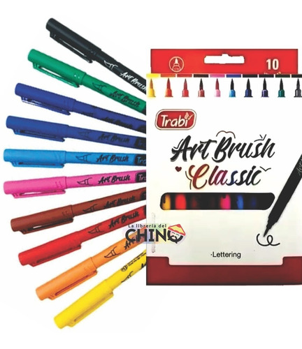 Estuche X 10 Colores De Trabi Art Brush Punta Pincel Classic