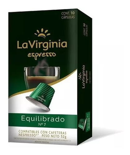 10 Capsulas Cafe La Virginia Compatibles Nespresso Equilibr