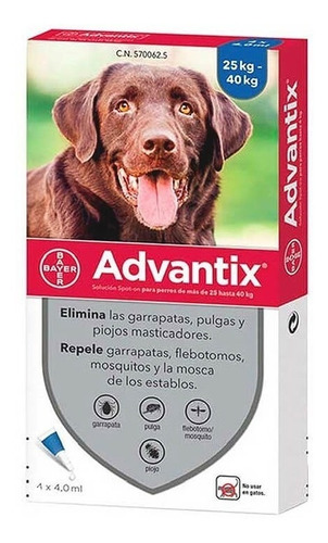 Pipeta Advantix De 25 A 40 Kg Para Perros Razas Mascotas 