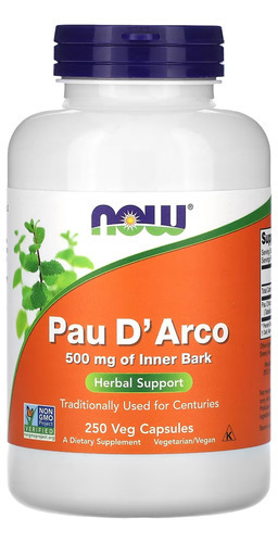 Pau Darco, 500 mg, Now Foods, 250 cápsulas vegetarianas, sin sabor