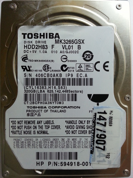 Disco Duro Sata 320 Gb Toshiba Mk3265gsx, Hdd2h83 | MercadoLibre 📦