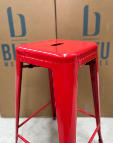 Bleu Muebles: Set De 2 Bancos Tipo Tolix Acero 76cm Altura Acabado de la estructura N/A Color Rojo