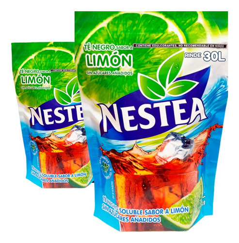 Té Negro Helado Sabor Limón En Polvo Sin Azúcar Nestea 2pack