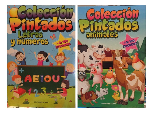 Pintados - Letras Y Numeros + Animales - 2 Libros Stickers 