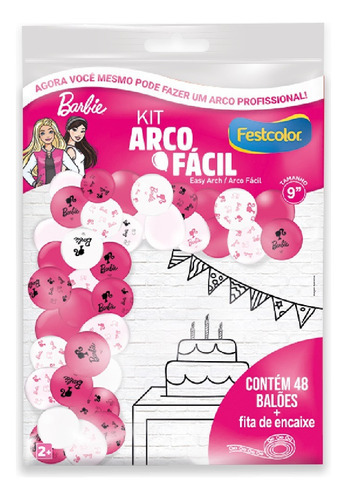 Balão Bexiga Barbie Kit Arco Fácil Decoração Aniversário Cor Rosa