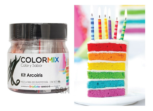 Imagen 1 de 5 de Colorante Polvo Comestible Color Mix Kit X6 Colores Arcoíris
