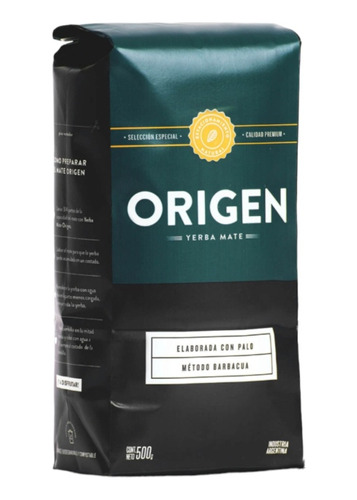 Yerba Mate Origen Premium Método Barbacuá De 500g Pack 10u