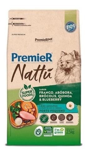 Premier Nattu Frango/abóbora/brócolis Peq. Porte Adulto2.5kg