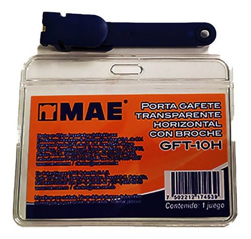 Portagafete Mae Gft10h Transparente Horizontal 1pzs