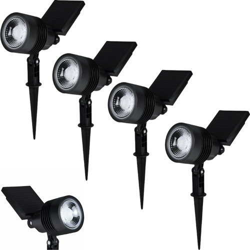 Kit 4 Luminárias Energia Solar Jardim Espeto Led 20lm Branco