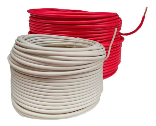 Kit 2 Cables Electrico Cca Calibre 10 Rojo Y Blanco 100m C/u