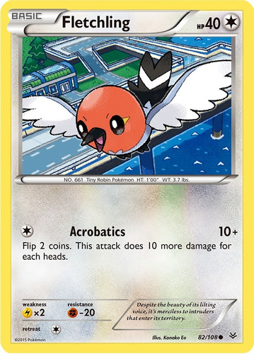 Cartas Pokemon Xy Roaring Skies Fletchling 82/108 Reverse