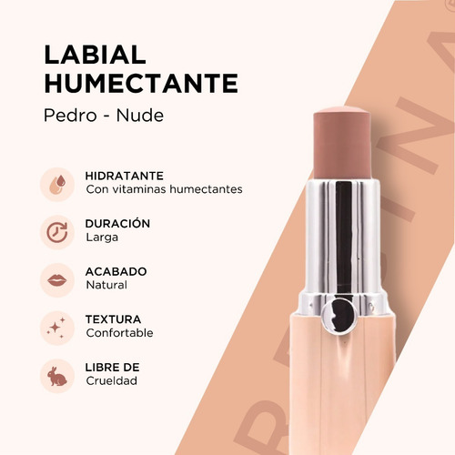 Imagen 2 de 6 de Pedro #01 Labial Nude Humectante Natural