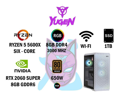 Imagen 2 de 4 de Yugen Pc Gamer Geforce Rtx 2060 Ryzen 5 8gb Rgb 1tb Ssd Wifi