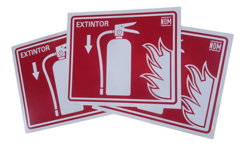 Señalamiento Mediano De Extintor 25x30 Cm Paquete 3 Pzas.