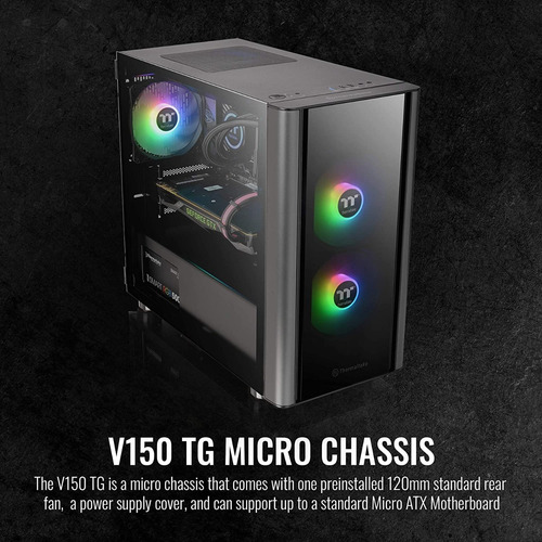 Imagen 2 de 6 de Gabinete Gamer Thermaltake V150 Tg Vidrio Templado Micro Pc