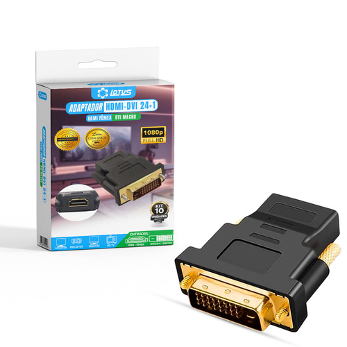 Conector Adaptador Dvi X Hdmi Fêmea 24+1 Banhado