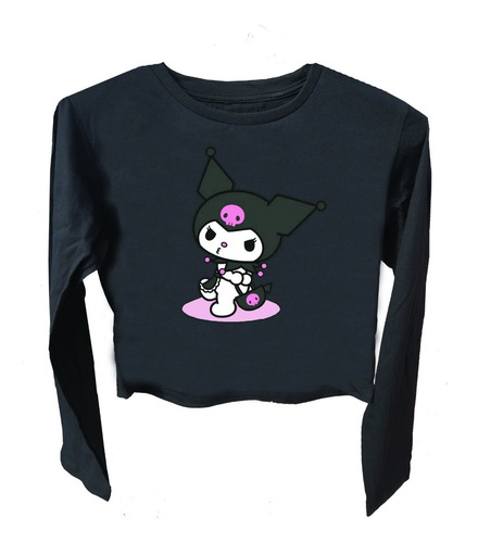 Remera Pupera Crop Top Manga Larga Kuromi Para Chicas 