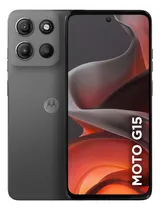 Comprar Smartphone Motorola Moto G15, 256 GB, 12 GB de RAM Boost y cámara de 50 MP con inteligencia artificial y visión nocturna, batería de 5200 mAh, pantalla 6.7 FHD+ con NFC superbrillante, grafito