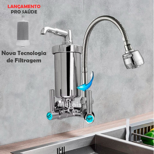 Imagem 1 de 8 de Torneira Com Filtro Parede Gourmet Cozinha Metal Promoção