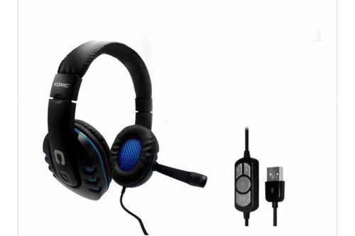 Audífonos Gamer B21 Komc Usb Color Azul Y Rojo