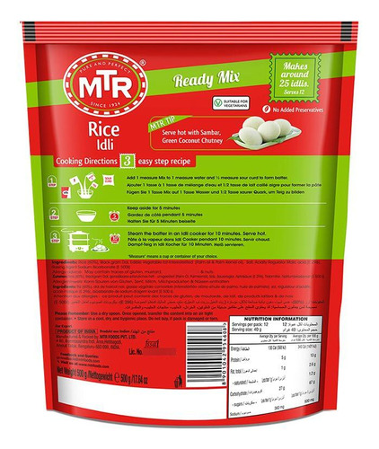 Mezcla Instantánea De Idli De Arroz Lista Para Cocinar