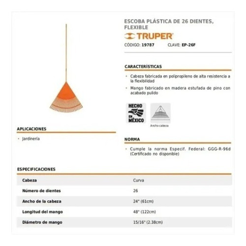 Imagen 4 de 8 de Combo Truper Jardin - Rastrillo + Tijera Poda + Corta Cerco