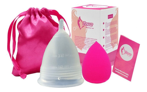 Copa Menstrual Hopemob Con Bolsa De Viaje Y Esponja Facial Color Blanco/transparente Talla S