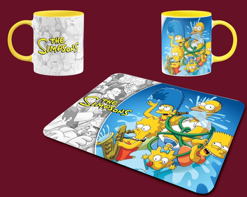 Mousepad Simpson + Taza, Regalo Personalizado A1
