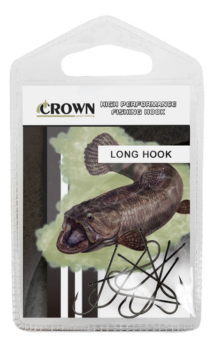 Anzol Crown Long Hook Black Número 1/0 Com 10 Unidades