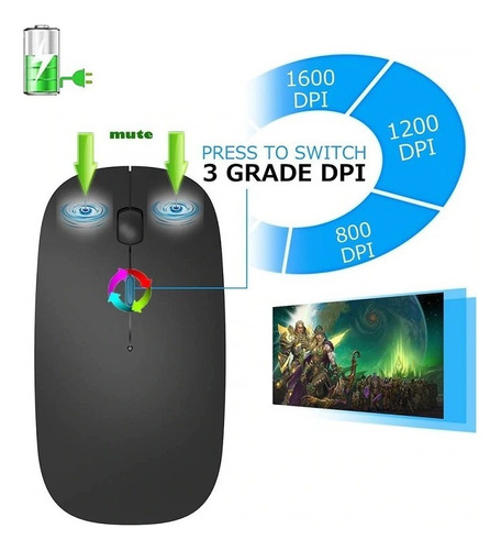 Mouse Sem Fio Bluetooth 4.0 Recarregável Ultra Silencioso