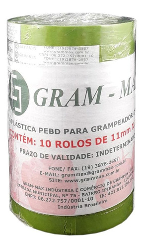 Fita Plástica Gram - Max Para Alceador/ Grampeador Cor Verde - 10 Rolos