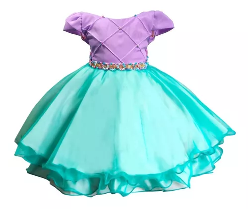 vestido festa Princesa sofia Ariel lilás Roupa Infantil menina Luxo