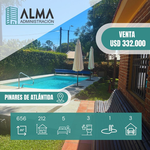 Casa En Venta En Pinares De Atlántida Sur, 5 Dormitorios, 3 Baños, Piscina, Completamente Equipada!