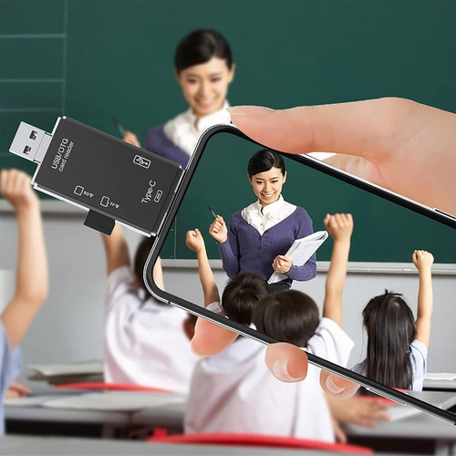 Adaptador Lector Tarjetas Usb Tipo-c Sd Tf Otg Pc Telémóvil Color Blanco