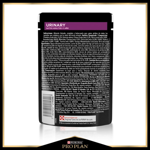Imagen 6 de 8 de Proplan Urinary Gato Alimento Húmedo Sobre Pouch De 85 Gr