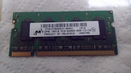 Memoria Ram 512mb Memory Micron 1rx16 Pc2-6400s-666-13-c0 