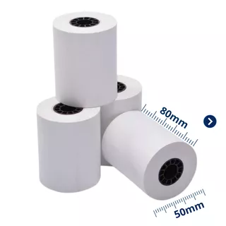 50 Rollos Papel Térmico 80x50 Impresora 80mm Negro Zebra Color Blanco