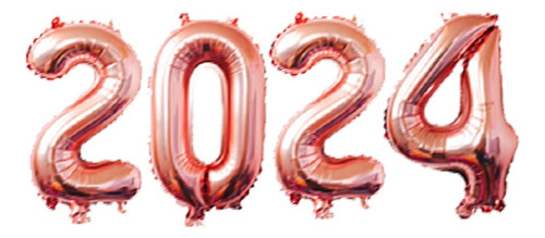 Balão Números Metalizado 2024 70cm Réveillon Ano Cor Rose Gold