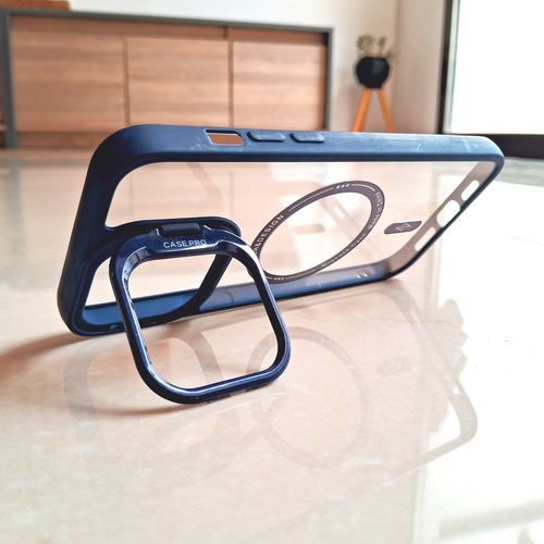 Funda Para Iphone 14 Plus/pro Max Estilo Magsafe Lens Stand Azul