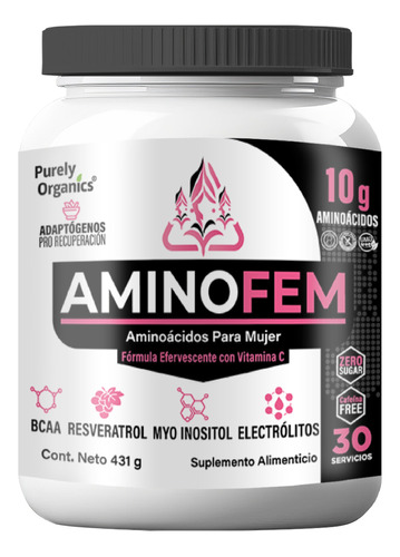 Aminofem. Aminoácidos Para Mujer Bcaa Purely Organic 30 Serv