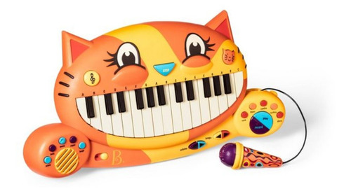 Teclado Infantil Interactivo B. Meowsic Con Microfono *sk Color Naranja/amarillo