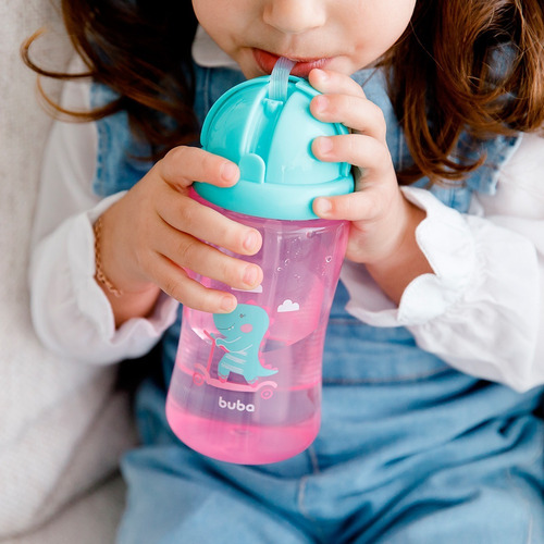 Garrafa Copo Infantil Buba Com Canudo Silicone 340ml