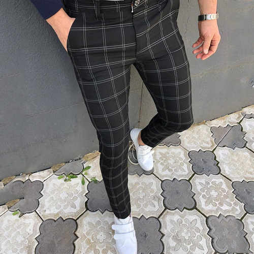 E Pantalones De Vestir Para Hombre, A Cuadros, Frente Plano, | Cuotas sin interés E Pantalones De Vestir Para Hombre, A Cuadros, Frente Plano, | Cuotas sin interés