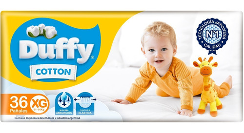 Pañales Para Bebes Duffy Cotton Hiperpack Xg X 36 Un.