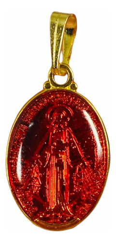 Dije Medalla Virgen De Los Rayos Rojo Bañado En Oro 2,6x1,3