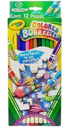 Lapices De Colores Crayola Borrables 12 Piezas Facil Borrado