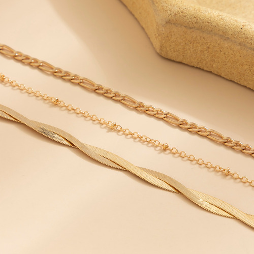Conjunto De Tobilleras Vintage Con Cadena De Serpiente Para