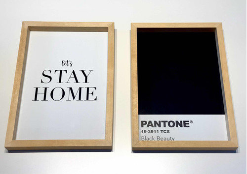 Set De 2 Cuadros Pantone Black Beauty + Let's Stay Home