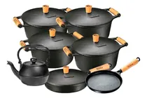 Comprar Jogo 7 Pçs Caçarolas, Frigideiras E Chaleira Ferro Fundido